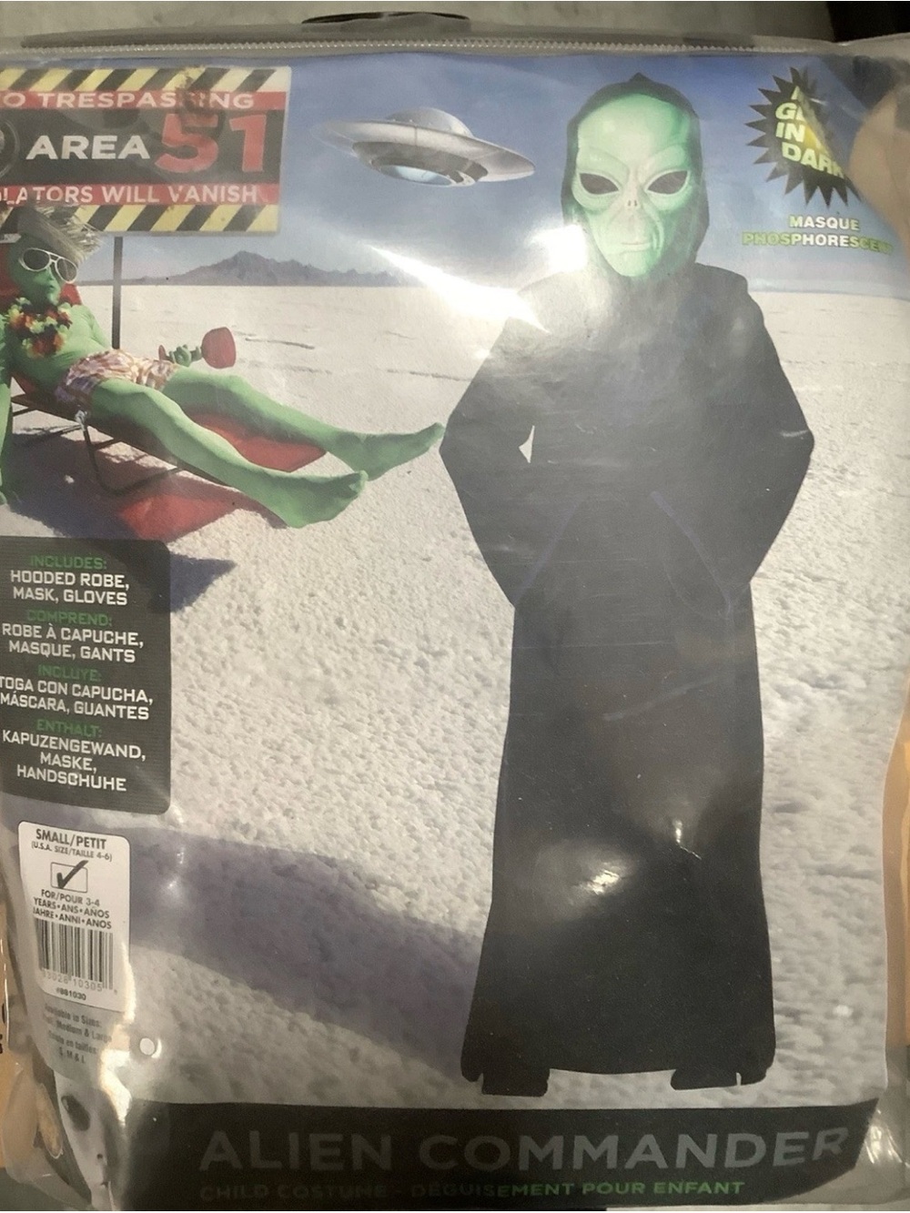 Rubie's Alien Commander Costume - Black Robe with Green Glow Mask